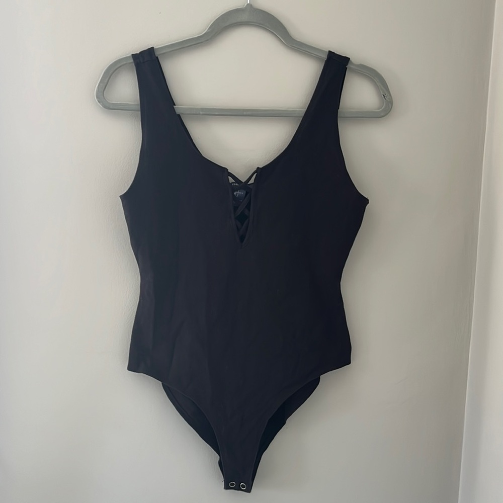 Black lace-up body suit-NEVER WORN!